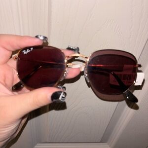 Ray-Ban Women's Gold Frame with Dark Lenses Sunglasses